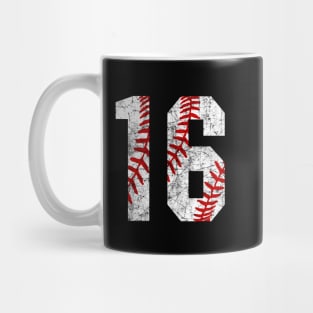 Vintage #16 Baseball Laces Baseball Mom Jersey Love Baseball T-shirt Mug